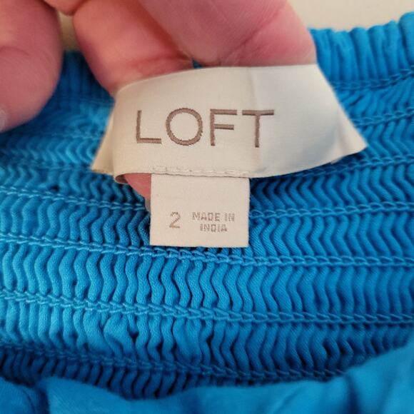 Loft Halter Midi Dress Turquoise Blue‎ Smocked Summer 2023 Wedding Guest Size 2 - Picture 5 of 10